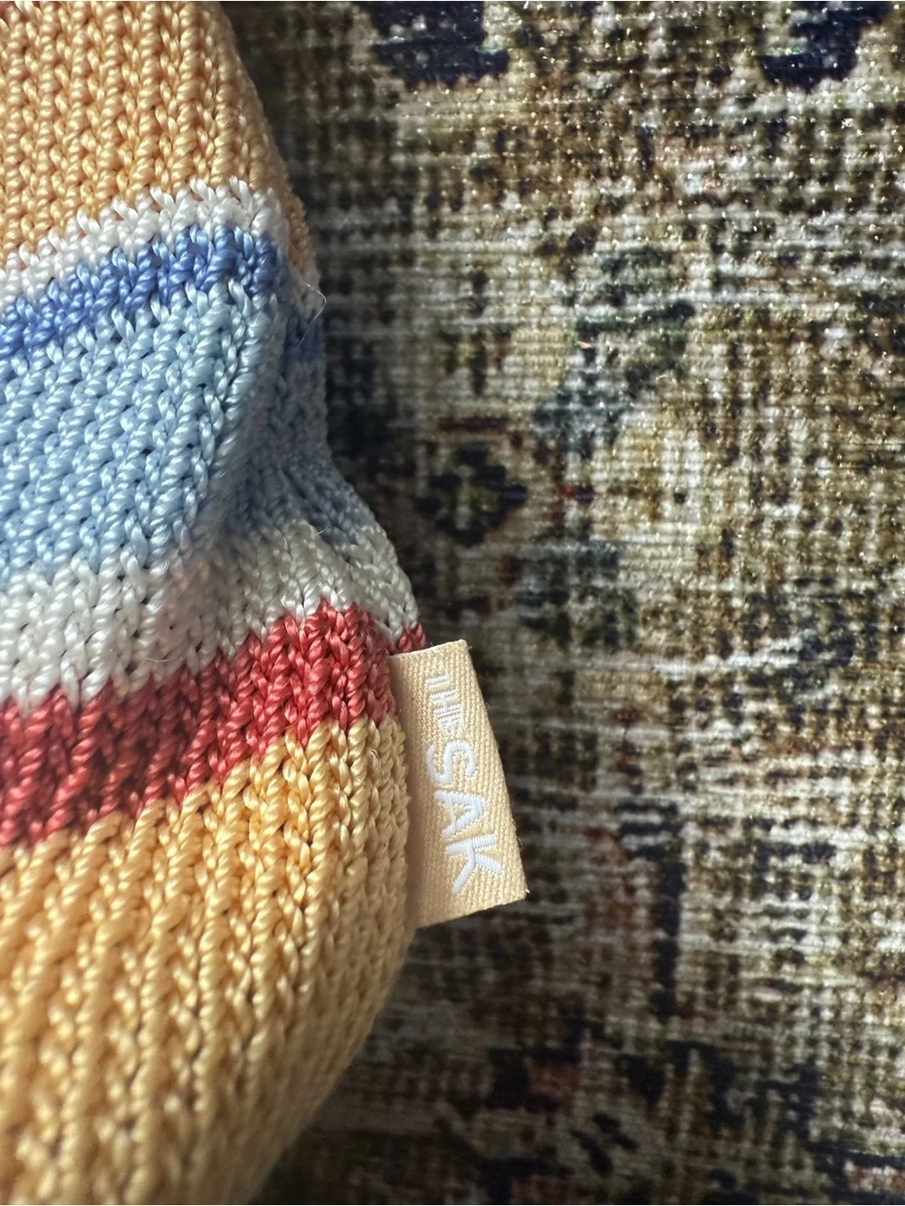 Striped Knit Shoulder Bag - Pastel Boho Crochet Handbag The Sak
